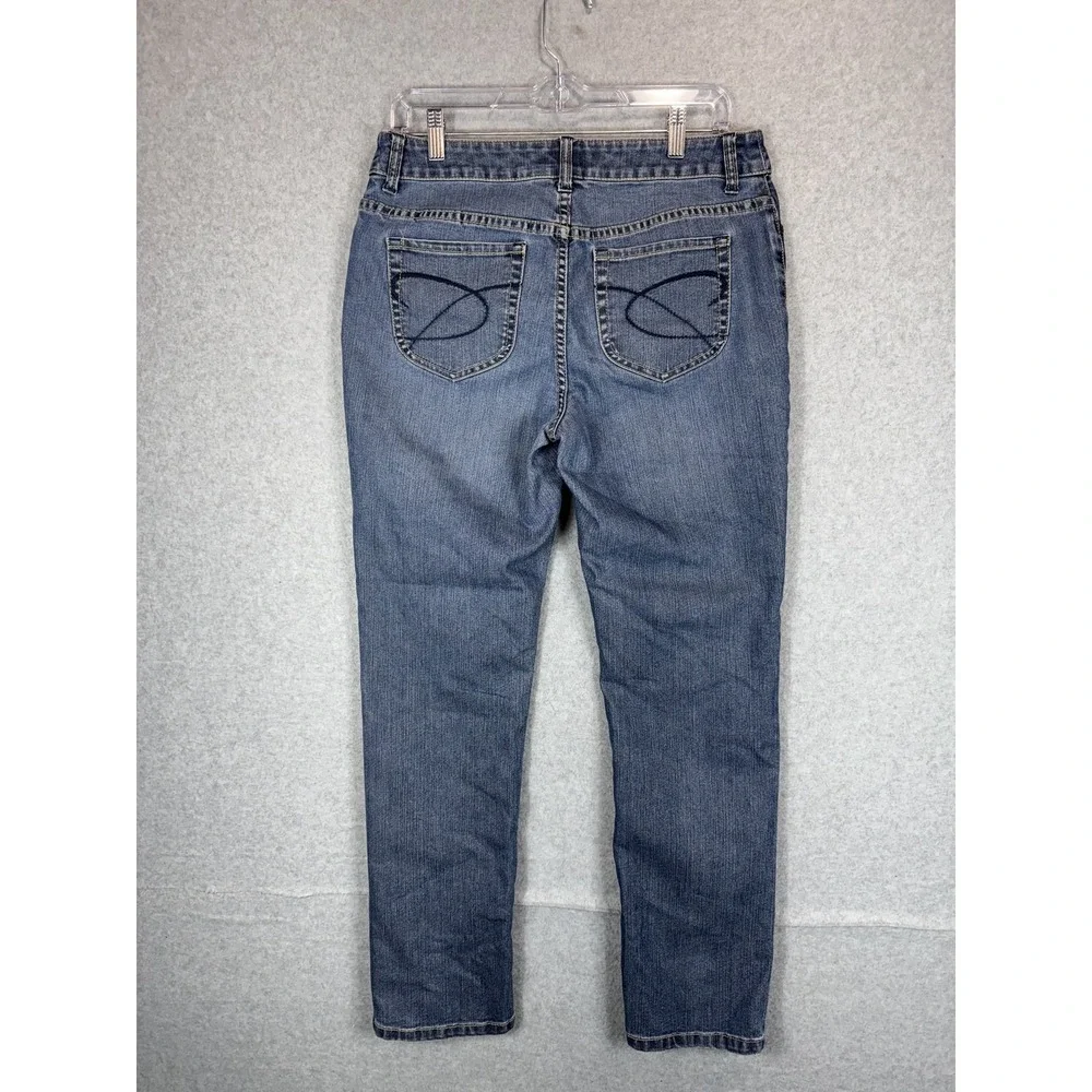 Chicos Platinum Denim Jeans Womens Chicos Sz‎ 1 (US 8) Short Blue Ultimate Fit